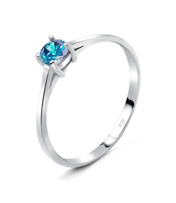 4mm Blue Topaz CZ Silver Ring CSR-150-4